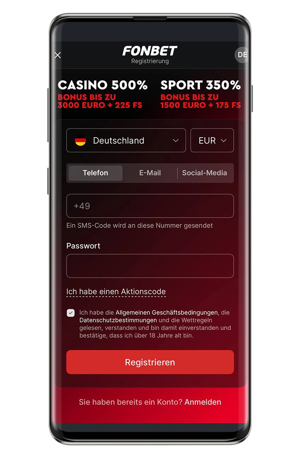 Screenshot von der offiziellen Website