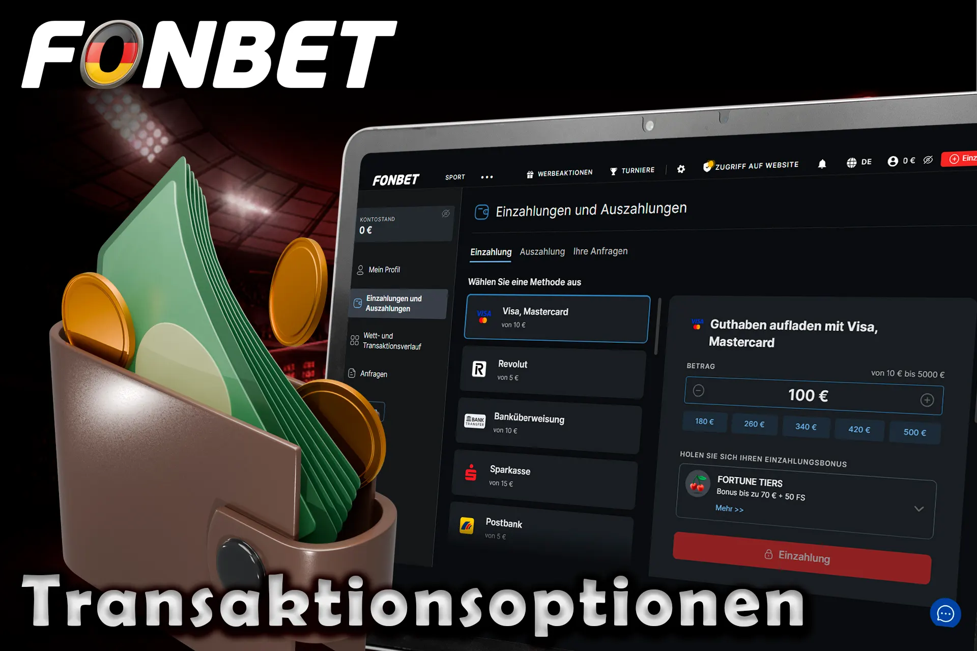 Große Auswahl an Ein- und Auszahlungsmethoden
